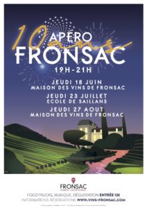 Affiche officielle 2026 de l'Apéro Fronsac dans le vignoble de Fronsac en Gironde.